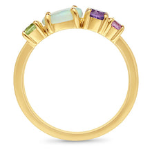 Load image into Gallery viewer, 9ct Yellow Gold Amethyst, White Opal, Peridot and Pink Sapphire Ring. MM2743A