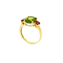 Load image into Gallery viewer, 9ct Yellow Gold Peridot and Rhodolite Garnet Ring. CYR8057P