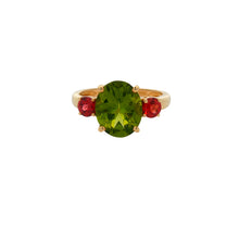 Load image into Gallery viewer, 9ct Yellow Gold Peridot and Rhodolite Garnet Ring. CYR8057P