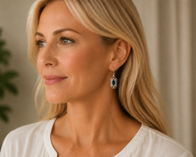 Load image into Gallery viewer, Sterling Silver London Blue Topaz Metro Earrings. J193SLBT