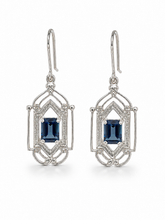 Load image into Gallery viewer, Sterling Silver London Blue Topaz Metro Earrings. J193SLBT