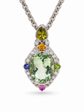 Load image into Gallery viewer, Sterling Silver Prasiolite & Multi-Gemstone Openable Enhancer. HIM131