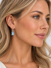 Load image into Gallery viewer, Sterling Silver Swiss Blue Topaz Earrings. HIM132