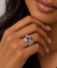 Load image into Gallery viewer, Sterling Silver Multi Gemstone Ring. HIM133