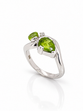 Load image into Gallery viewer, Sterling Silver Green Tourmaline and Cubic Zirconia Ring. HIM151