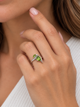 Load image into Gallery viewer, Sterling Silver Green Tourmaline and Cubic Zirconia Ring. HIM151