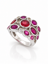 Load image into Gallery viewer, Sterling Silver Garnet, Rhodolite Garnet & Cubic Zirconia Ring. HIM137