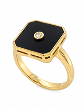 Load image into Gallery viewer, 9ct Yellow Gold Onyx and Diamond Ring. MMC864