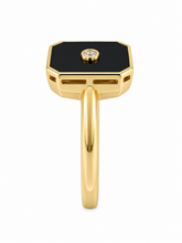 Load image into Gallery viewer, 9ct Yellow Gold Onyx and Diamond Ring. MMC864