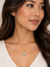Load image into Gallery viewer, 9ct Yellow Gold Aquamarine Oval Gemstone Pendant. GA-558