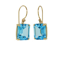 Load image into Gallery viewer, 9ct Yellow Gold Blue Topaz Earrings. GA-495