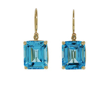 Load image into Gallery viewer, 9ct Yellow Gold Blue Topaz Earrings. GA-495