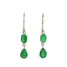 Load image into Gallery viewer, Sterling Silver Zambian Emerald Earrings. GA-498