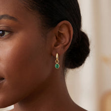 Load image into Gallery viewer, 9ct Yellow Gold Zambian Emerald Hoop Stud Earrings. GA-510