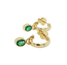 Load image into Gallery viewer, 9ct Yellow Gold Zambian Emerald Hoop Stud Earrings. GA-510