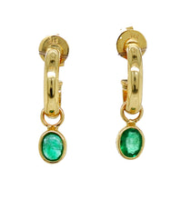 Load image into Gallery viewer, 9ct Yellow Gold Zambian Emerald Hoop Stud Earrings. GA-510