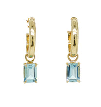 Load image into Gallery viewer, 9ct Yellow Gold Aquamarine Hoop Stud Earrings. GA-512