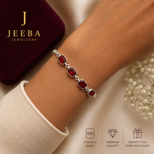 Load image into Gallery viewer, Sterling Silver Garnet Bracelet. GA-534