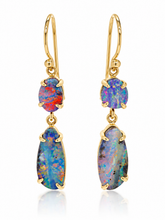 Load image into Gallery viewer, 9ct Yellow Gold Australian Boulder Opal Earrings. GA-537