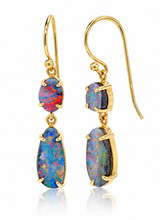 Load image into Gallery viewer, 9ct Yellow Gold Australian Boulder Opal Earrings. GA-537