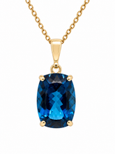 Load image into Gallery viewer, 9ct Yellow Gold London Blue Topaz Pendant. GA-555