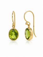 Load image into Gallery viewer, 9ct Yellow Gold Peridot Oval Drop Earrings. GA-561
