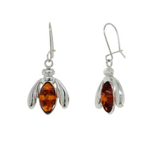 Load image into Gallery viewer, Sterling Silver Baltic Amber Bee Earrings. HEN109