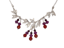 Load image into Gallery viewer, Sterling Silver Ruby Garnet and Carnelian Wattle Necklace. J262RGC
