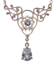 Load image into Gallery viewer, Sterling Silver Aqua Marine Silver Lace Necklace. J245AQ
