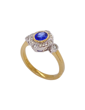 Load image into Gallery viewer, 9ct White and Yellow Gold Ceylon Sapphire and Diamond Ring. 2420CSD