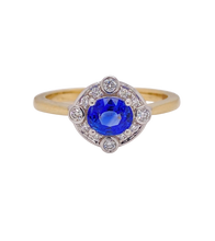 Load image into Gallery viewer, 9ct White and Yellow Gold Ceylon Sapphire and Diamond Ring. 2147CSD