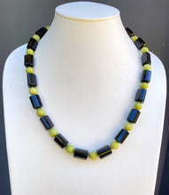 Load image into Gallery viewer, Sterling Silver Black Agate and Green Opal Necklace. JAO1