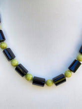 Load image into Gallery viewer, Sterling Silver Black Agate and Green Opal Necklace. JAO1
