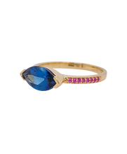 Load image into Gallery viewer, 9ct Yellow Gold London Blue Topaz and Pink Sapphire Ring. 2775A