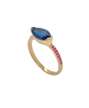 Load image into Gallery viewer, 9ct Yellow Gold London Blue Topaz and Pink Sapphire Ring. 2775A