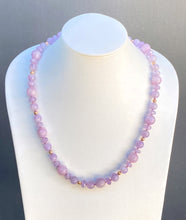 Load image into Gallery viewer, Sterling Silver Gold Plated Safety Ball Catch Kunzite & Lavender Amethyst Beaded Necklace. J18