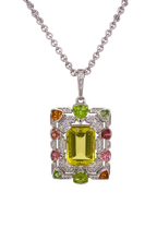 Load image into Gallery viewer, Sterling Silver Lemon Quartz, Amethyst, Tourmaline and Cubic Zirconia Enhancer. HIM2