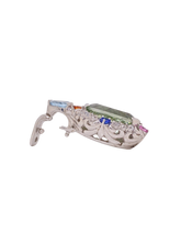 Load image into Gallery viewer, Sterling Silver Prasiolite, Sapphire, Aquamarine and Cubic Zirconia Enhancer. HIM15