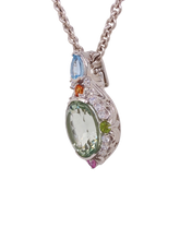 Load image into Gallery viewer, Sterling Silver Prasiolite, Sapphire, Aquamarine and Cubic Zirconia Enhancer. HIM15