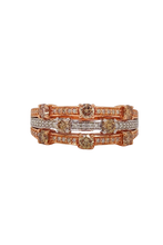 Load image into Gallery viewer, 9ct Rose and White Gold with Brown and White Diamond Ring. MM868A