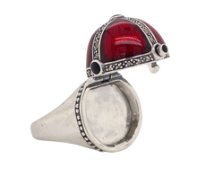 Load image into Gallery viewer, Sterling Silver Marcasite Red Enamel Poison Ring. 18-240R