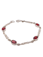 Load image into Gallery viewer, Sterling Silver Garnet Column Bracelet. J300S