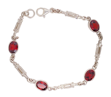 Load image into Gallery viewer, Sterling Silver Garnet Column Bracelet. J300S