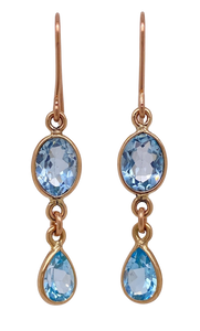 9Ct Rose Gold Blue Topaz 'Waterfall' Earrings. J163BT