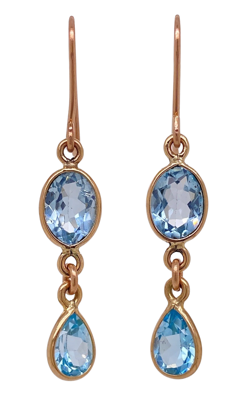 9Ct Rose Gold Blue Topaz 'Waterfall' Earrings. J163BT