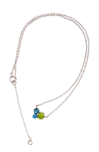 Load image into Gallery viewer, Sterling Silver Peridot  Green and Blue Topaz Trio Necklace.