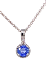 Load image into Gallery viewer, 9ct White Gold Ceylon Sapphire and Diamond Pendant. P495WS