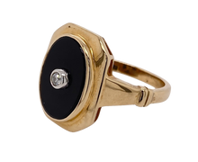 Load image into Gallery viewer, 9Ct Yellow Gold Onyx and Diamond Ring. CH4