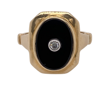 Load image into Gallery viewer, 9Ct Yellow Gold Onyx and Diamond Ring. CH4