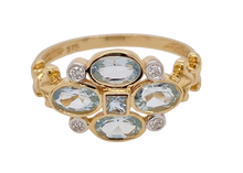 Load image into Gallery viewer, 9Ct Yellow Gold Aqua Marine and Diamond Ring. CH3